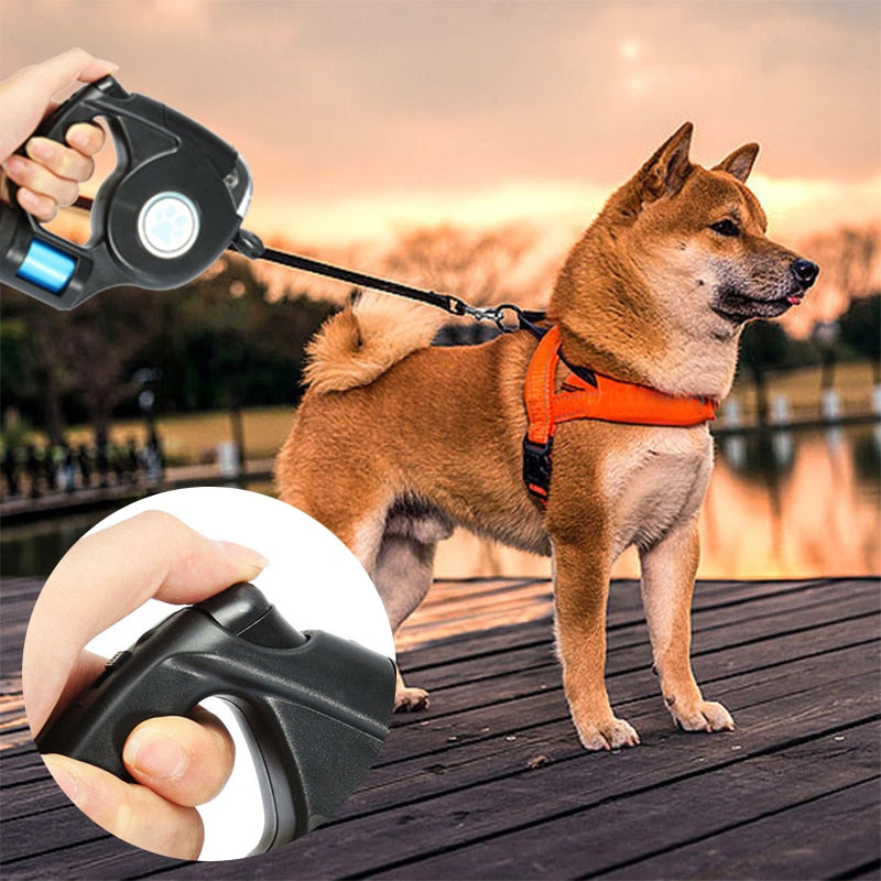 Dog Roulette Leash Flashlight Automatic Retractable