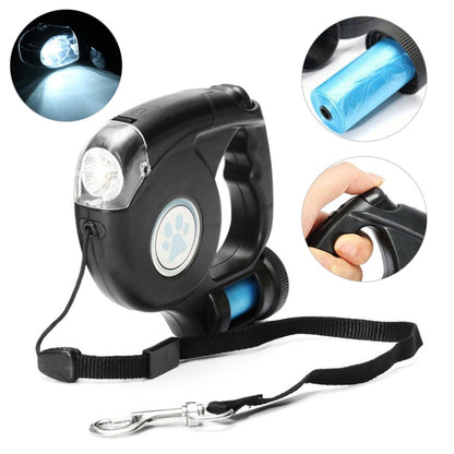 Dog Roulette Leash Flashlight Automatic Retractable